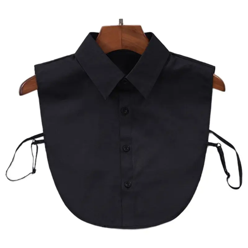 Женская хлопковая блузка с имитацией воротника регулируемая однотонная со