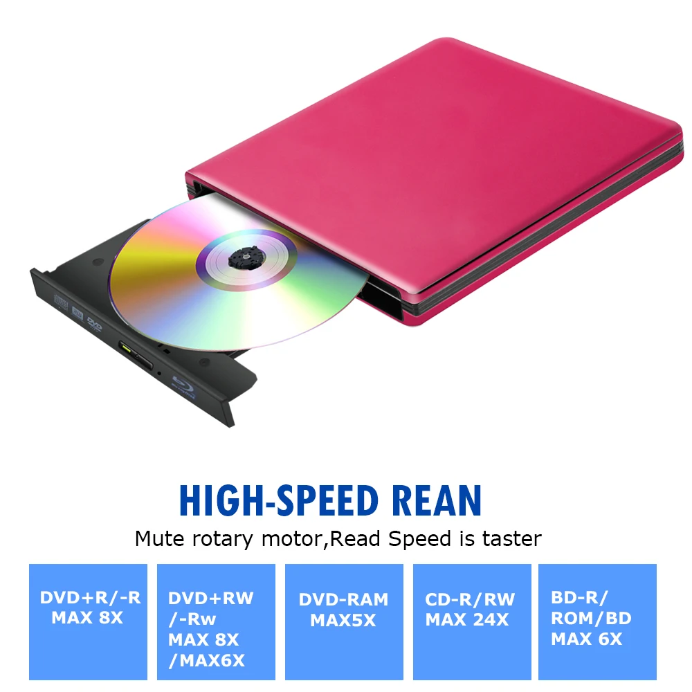 Алюминиевый Blu Ray привод Ультратонкий Внешний USB 3 0 горелка BD RE CD/DVD может