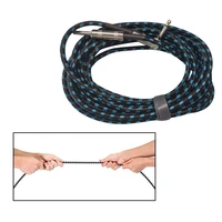 guitar cable 16ft right angle 6 35mm to straight plug keyboard audio cord coated with black blue woven jacket very durable