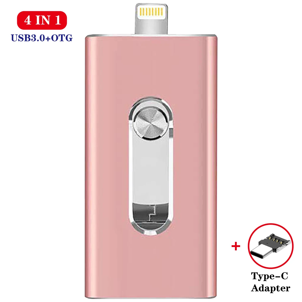 USB флэш-накопитель 4 в 1 для iphone 12/8/7/7plus/8/X/11 Usb/Otg/Lightning 128 ГБ 64 iOS внешние устройства