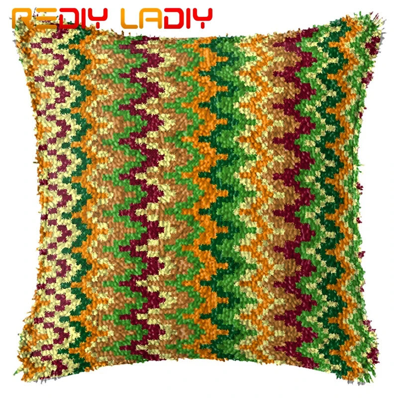 

Latch Hook Kit Make Your Own Cushion Classical Stripe B Printed Canvas Crocheting Pillow Case Latch Hook Cushion Hobby & Crafts