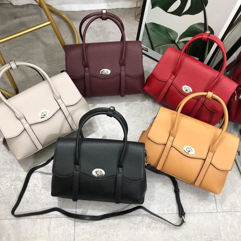 

free shipping 2020 the new style fashion and prettygenuine cow leather women handbag one shoulder bag crossbody bag 26cm 5color