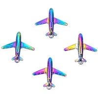 10pcs alloy aircraft airplane charms pendant accessory rainbow color for jewelry making necklace earring metal bulk wholesale