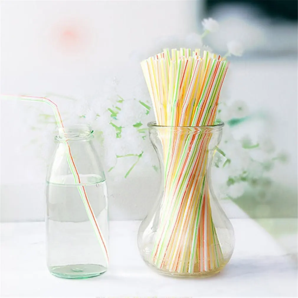 100 Pcs Flexible Plastic Solid White Party Tea &amp Coffee Shop Disposable Drinking Straws Wedding Decorations | Дом и сад