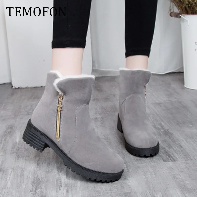 Женские ботинки Зимняя обувь на платформе теплые зимние ботильоны молнии