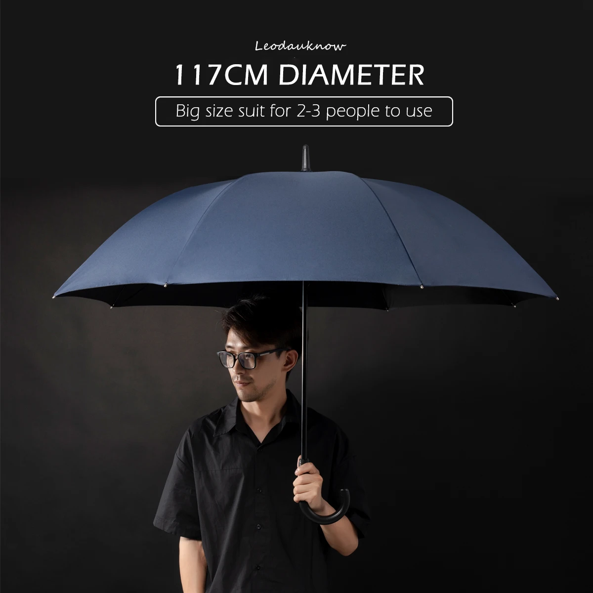 Leodauknow большой зонтик с длинной ручкой для дождя женщин и мужчин двойной слой 117 см