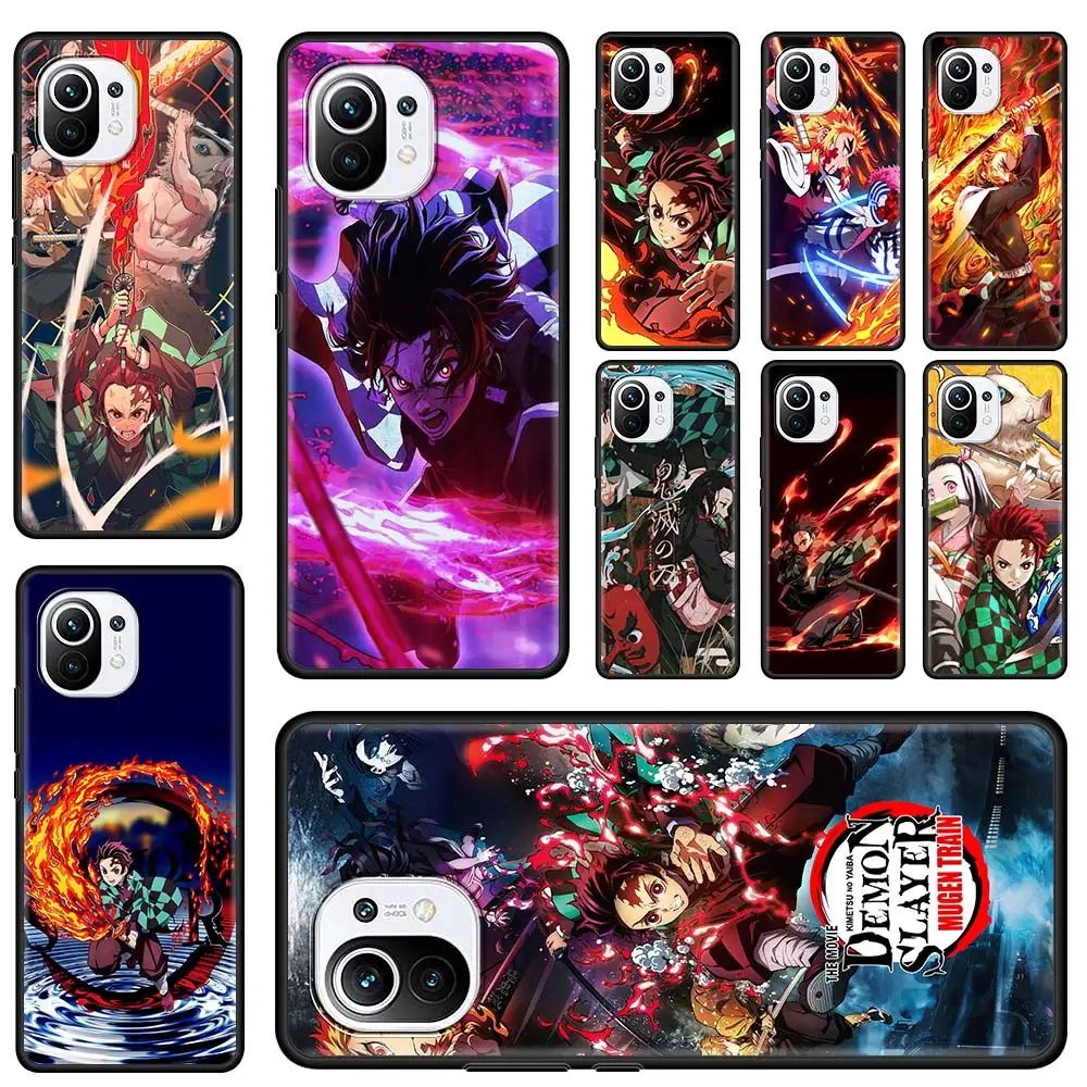 

Anime Demon Slayer Kimetsu Phone Case For Xiaomi Mi 11 Ultra 11X 10T 10 9T Pro A2 Lite CC9 CC9E 11i Black Soft Funda Shell Cover