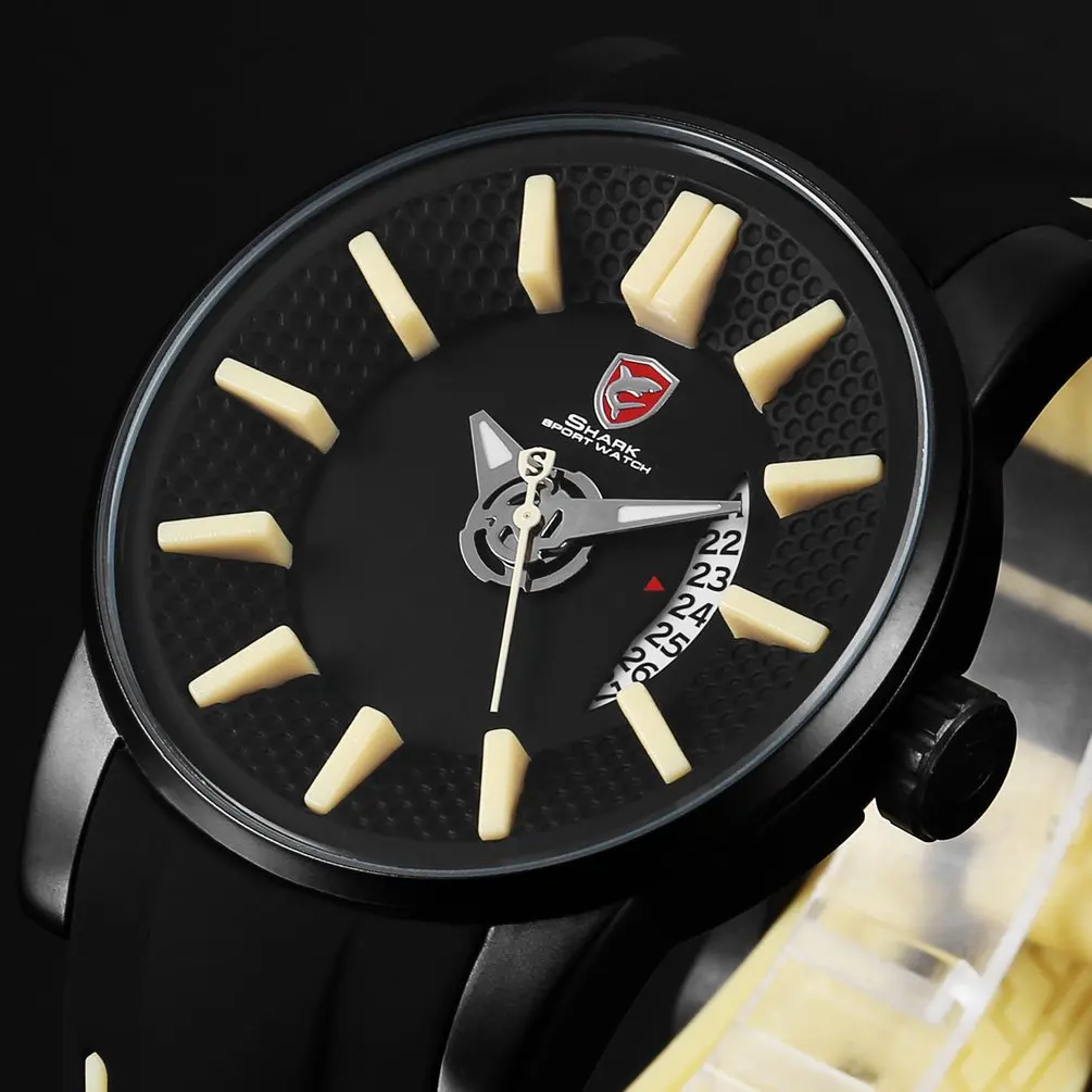 Khaki SH480 Серый Reef Shark Спортивные Часы 3D Face Желтый Аналоговый Дата Силиконовые Роскошные Кварцевые Часы Мужчина Часы Relogios Masculino/SH479 - Цвет: Khaki SH480