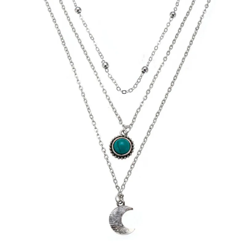 

Jewelry Gifts Women Vintage Inlaid Stone Pendant Necklace