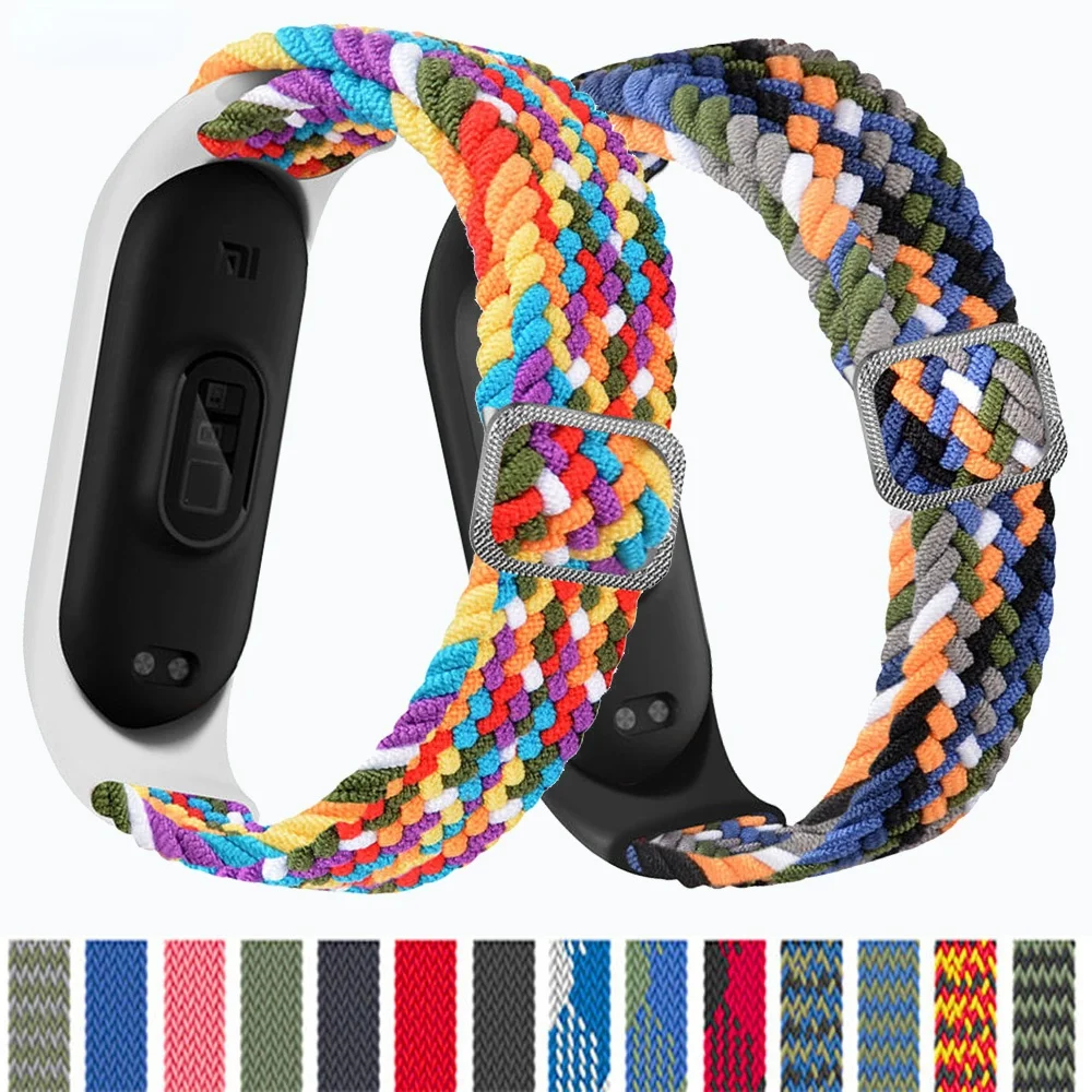 

Strap for Mi band 6 bracelet Elastic adjustable Nylon Braided Miband4 miband 5 correa Wristband for xiaomi Mi band 4 3 5 6 strap