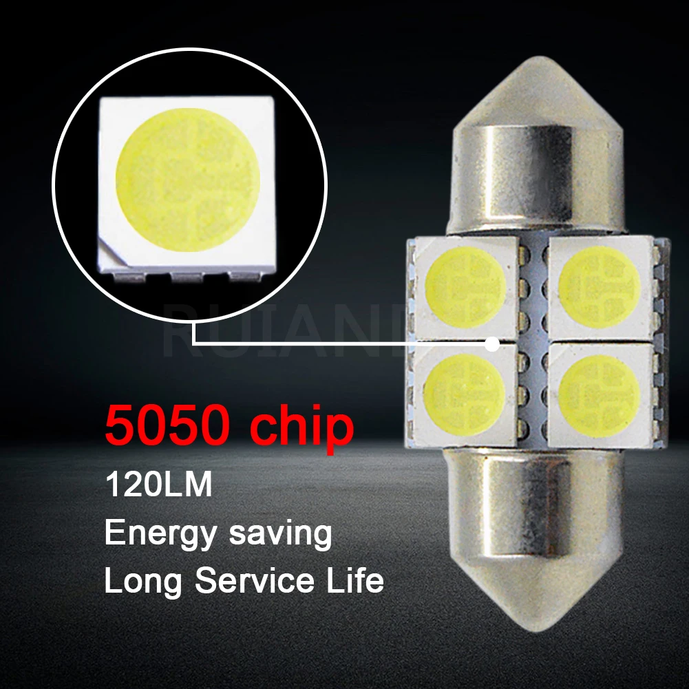 Светодиодный светильник для салона автомобиля 2 шт. 28 мм 5050 4SMD C5W|Сигнальная лампа|