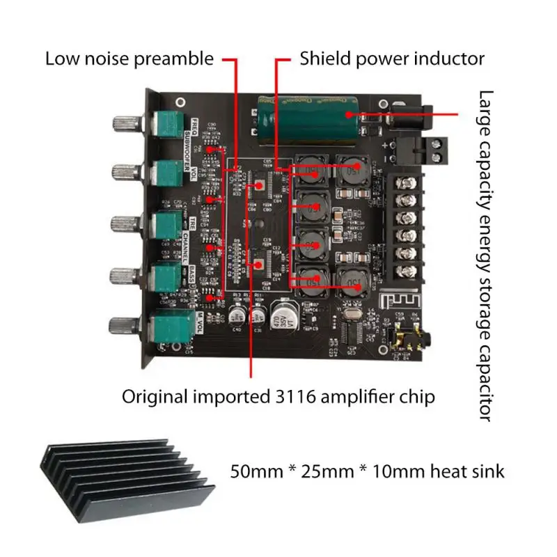 ZK-TB21 Bluetooth-совместимая плата 5 0 усилителя сабвуфера 50 Вт x2 + 100 2 1 каналов Плата