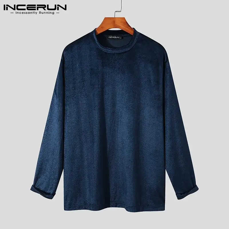 

Fashion Casual Men Well Fitting Velvets Camiseta All-match Simple Long-sleeved T-shirts Tops 2022 Bottoming Tees S-5XL INCERUN
