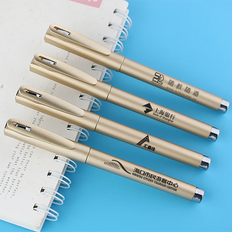 100pcs Custom Logo Pen Engraved Name Customized Advertising Silver Gold Gel Pen Business Gift Wholesale Office Stationery