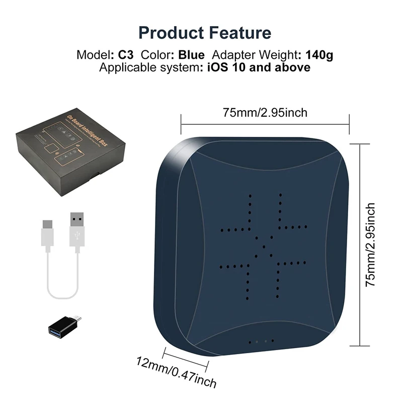 Автомобильный мультимедийный плеер Carplay беспроводной адаптер для Android