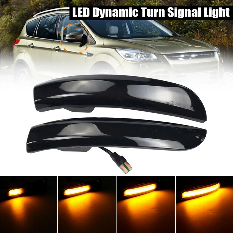 

AU04 -Dynamic Blinker Led Turn Signal Lights Smoked Flowing Rear View Mirror Lights Indicator for Ford Kuga Ecosport 2013-2018