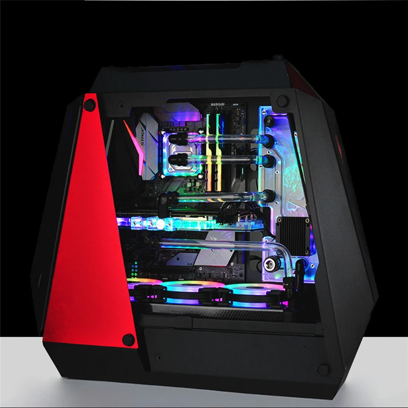 Чехол для компьютера с охлаждением воды алюминий и закаленное стекло|Кулеры