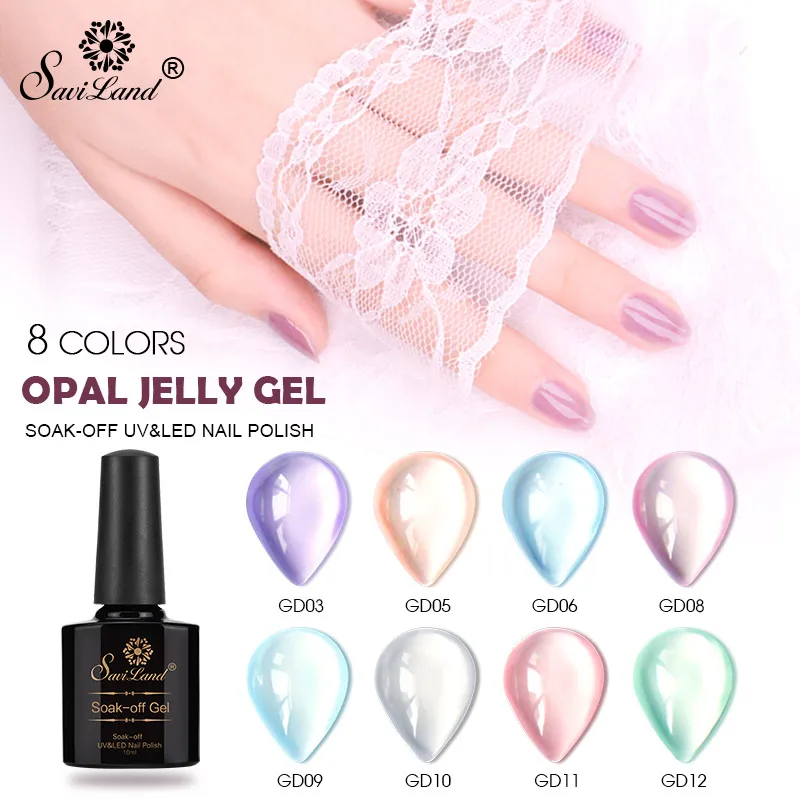SAVILAND Opal желе гель лак для ногтей 10 мл 7 отмачиваемый УФ Гель Гибридный