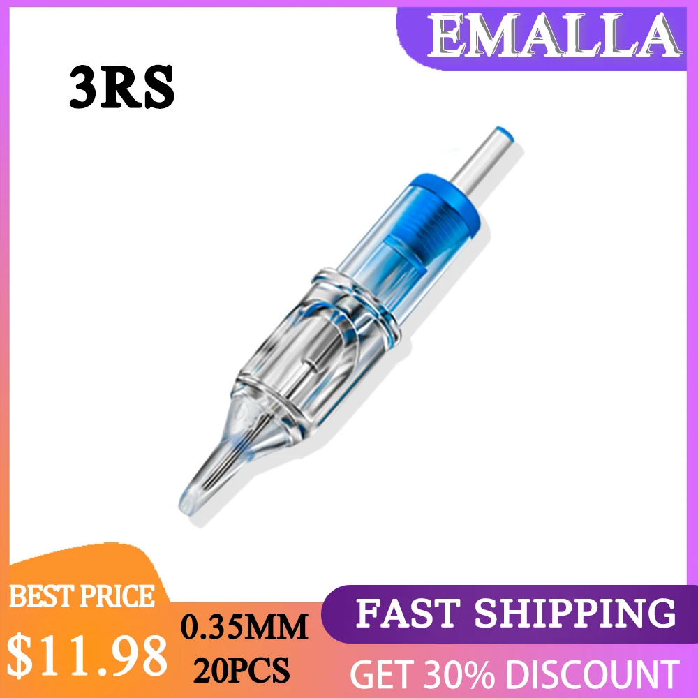 EMALLA 20 шт. 0 35 мм 3RS иглы для картриджей татуировок 3 круглые шейдерные картриджи