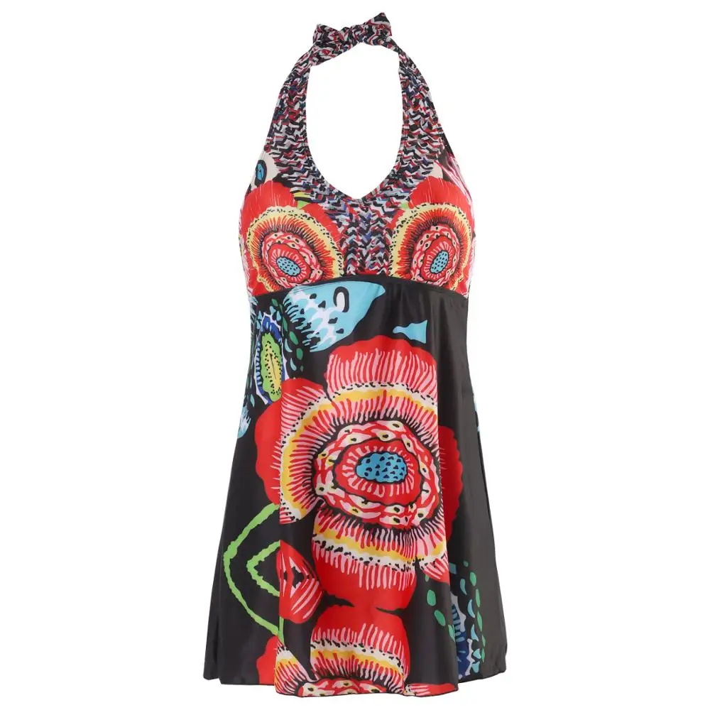 

Large Size 5XL Women Sexy Flower Print Bikini Set Ethnic Style Tankini 2021 New Two Piece Swimsuit Plus Size Summer Female
