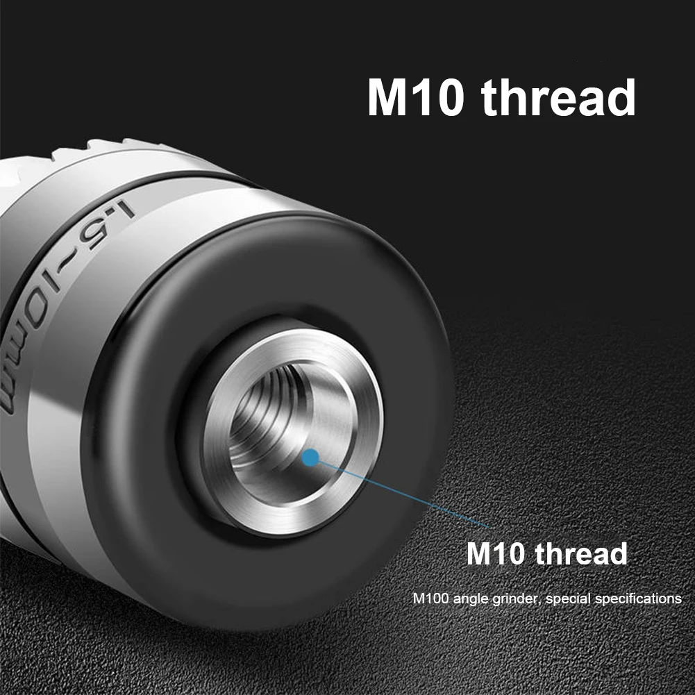 

For 4" Electric Angle Grinder 10mm Chunk Holder Power Drill Convert Adapter M10x1.5 Thread Collet Chunk with Key