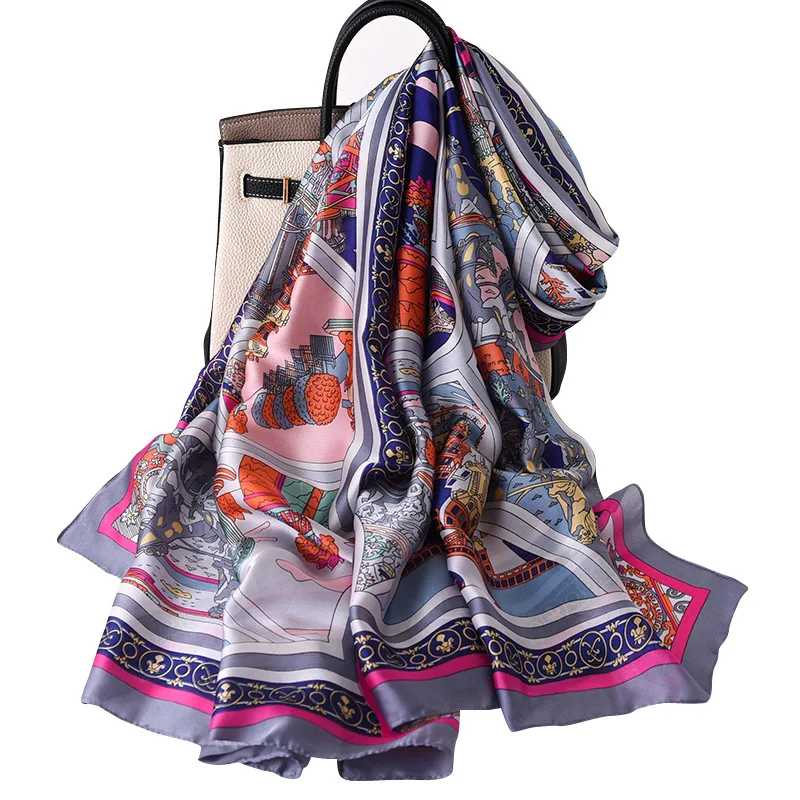

New 2021 Brand Silk Scarves Summer Women Shawls and Wraps Print Hijabs Scarfs Foulard Femme Pashmina Beach winter Stoles