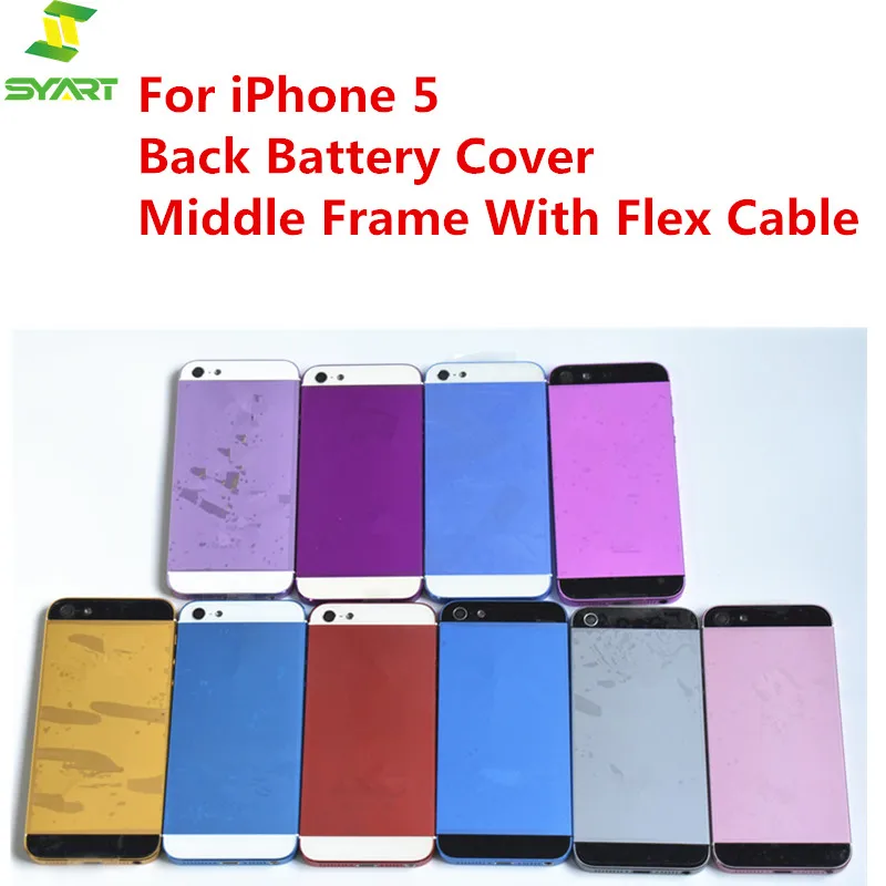 

Back Battery Cover For iPhone 5 Housing Battery Door Middle Frame Housings Assembly Door Rear With Flex Cable