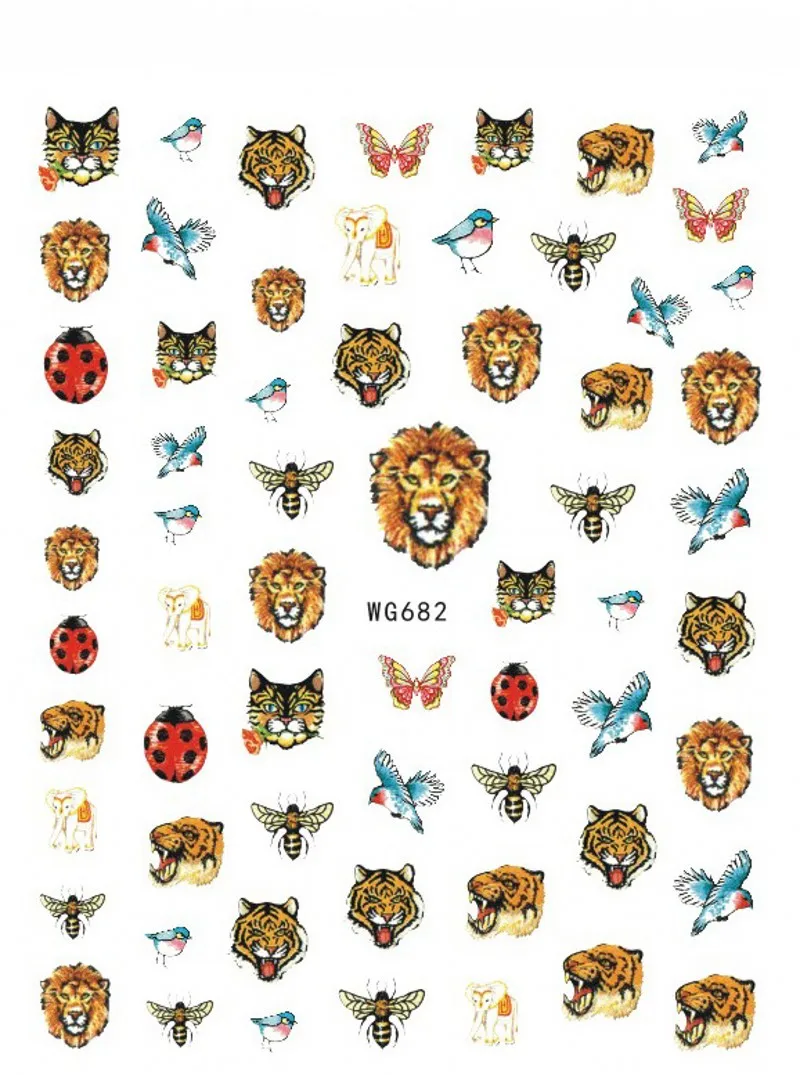 3D-Наклейки для дизайна ногтей с животными белый черный молочный корова