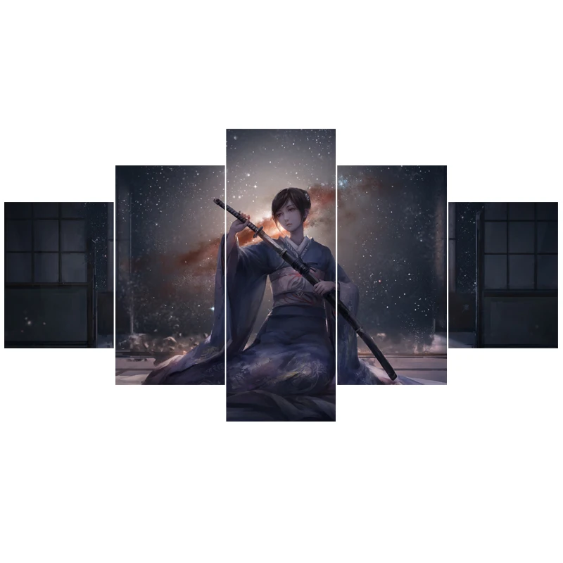 5 шт. настенные картины с изображением японского воина|Рисование и каллиграфия| |