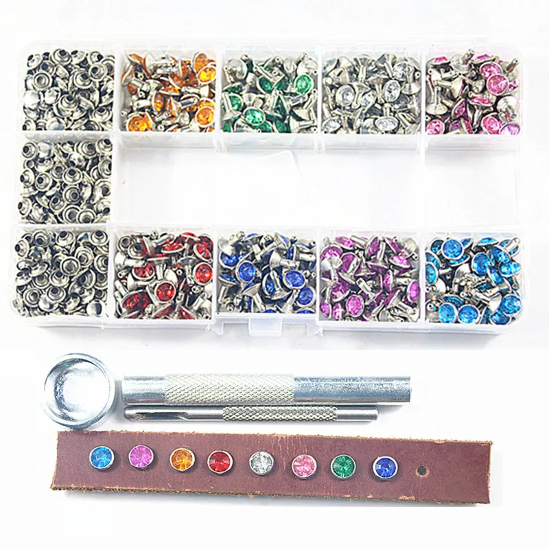 

400 sets of 7mm metal double-cap rivets, round rivets for leather craft bags, apparel, clothing, pet shoes, collar accessories