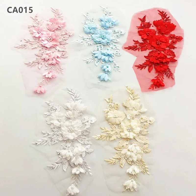 Сетчатая вышивка из бисера 3D Цветы кружевные аксессуары свадебное платье