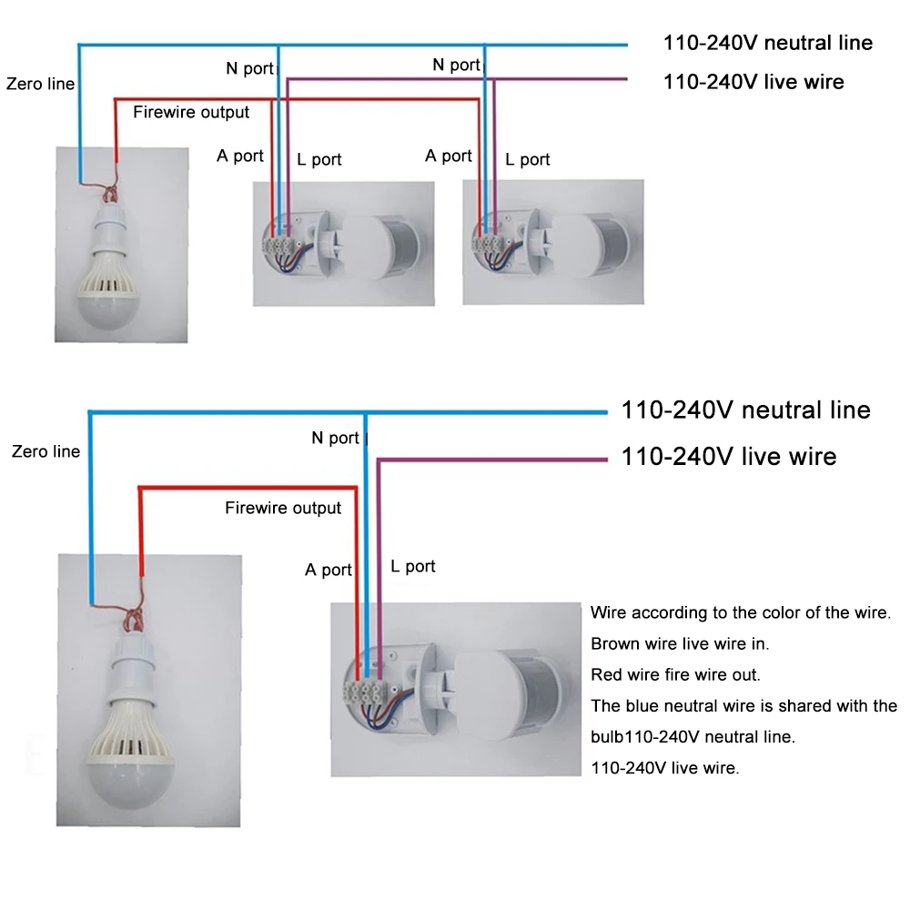 Пассивный инфракрасный датчик движения светильник с переключателем детектор