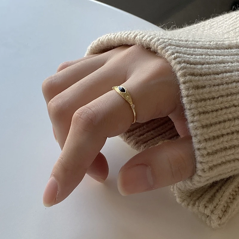 Серебряные кольца Silvology с черным демоном для женщин шикарное тонкое кольцо
