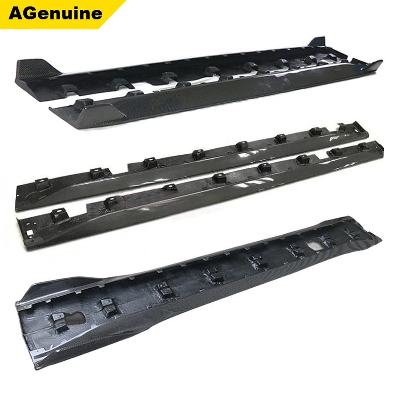 

Hi-end настоящие Углеродные волокна 3 стиля дверные боковые фартуки боковые юбки для кузова автомобиля боковой диффузор спойлер для Ford Mustang ...