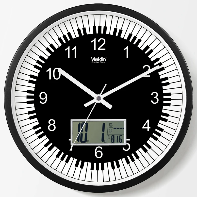 Бесшумные светодиодные настенные часы современное искусство музыка пианино