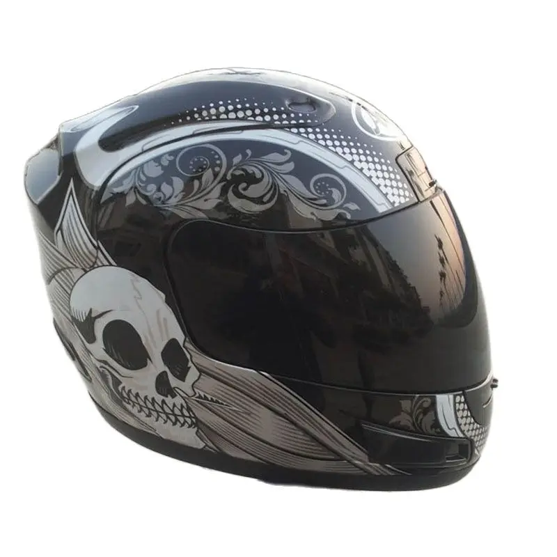 Мотоциклетный шлем с черепом на все лицо гоночный одной оправой в горошек