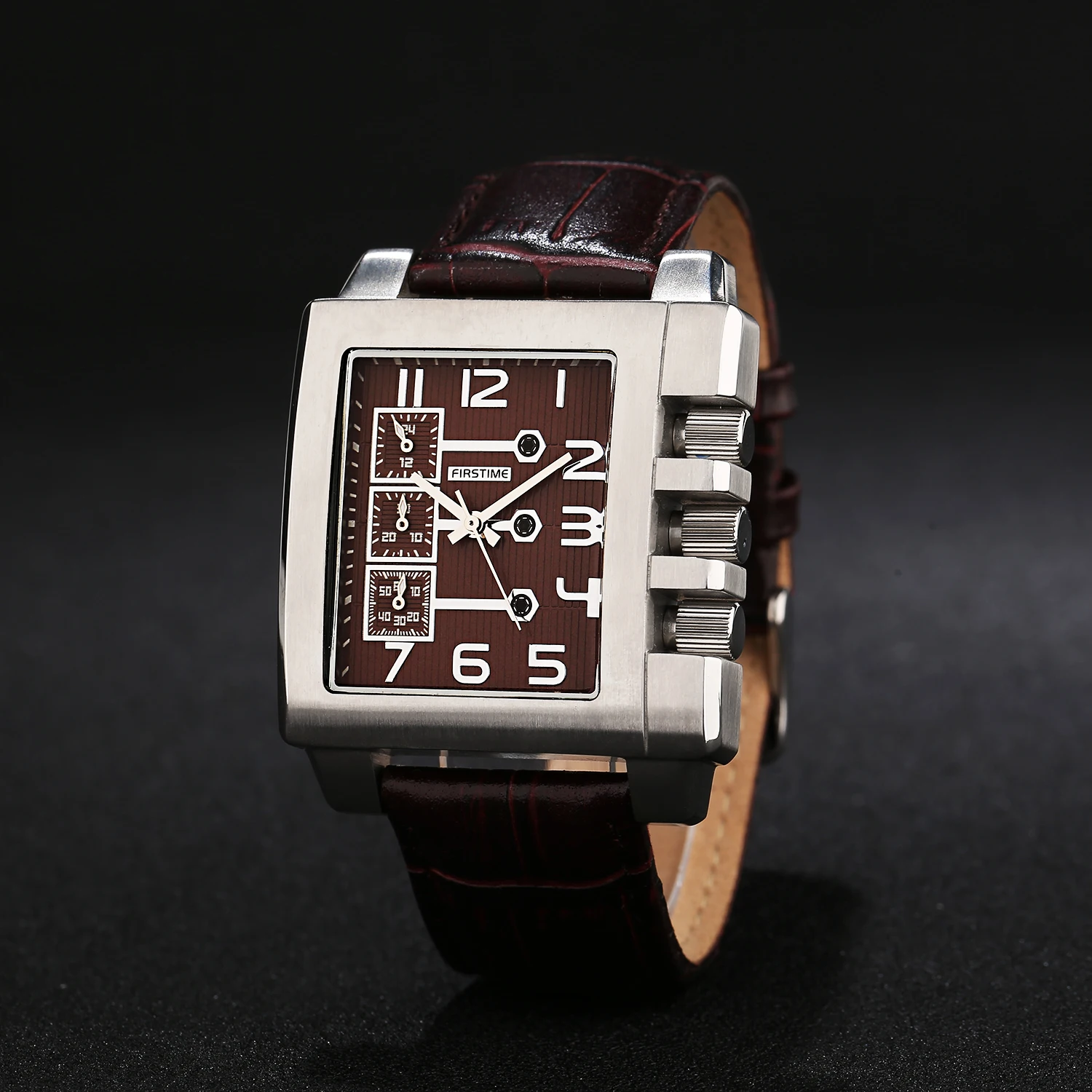 

Часы мужские кварцевые в стиле панк, прямоугольные водонепроницаемые, с циферблатом 24 часа, корпус из нержавеющей стали