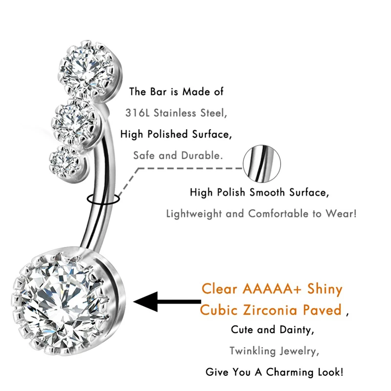 1 шт. кольцо пупка круглый кристаллический горный хрусталь пирсинг ювелирные