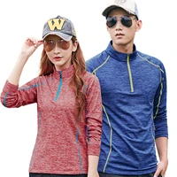 fleece long sleeved t shirt mens outdoor sports fishing hiking running stretch clothes zipper stand collar breathable quick dry