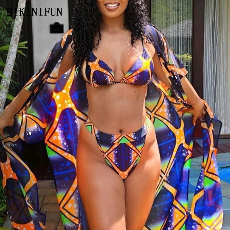

Женский купальник с принтом искры, пикантный треугольный купальник с бретелькой через шею, с открытой спиной, комплект бикини с высокой тал...