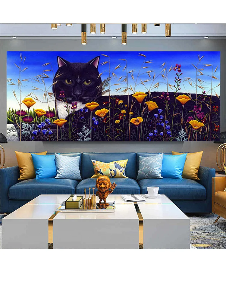 

DIY 5D Diamond Painting Black Cat Full Square Round Diamond Embroidery Cross Stitch Mosaic Art handmade gift home decor