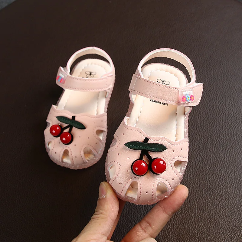 

Summer Baby Sandals for Girls Cherry Closed Toe Toddler Infant Kids Princess Walkers Baby Little Girls Shoes Sandals Size