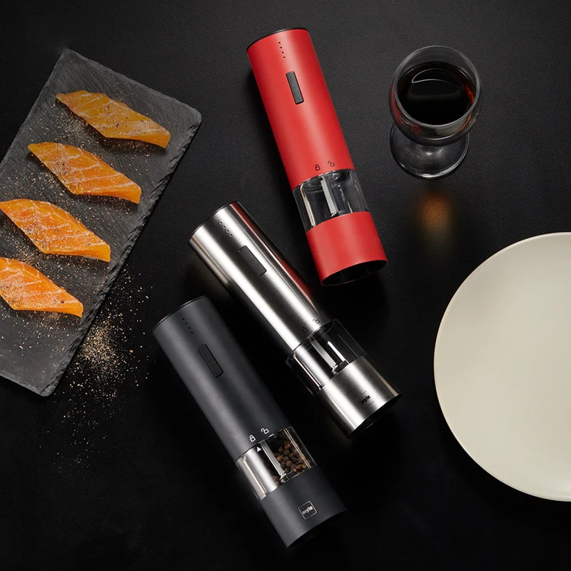 

Portable Electric Pepper Grinder Adjustable Automatic Salt Pepper Mills Set One Touch Button Spicy Grinding Machine Accessories