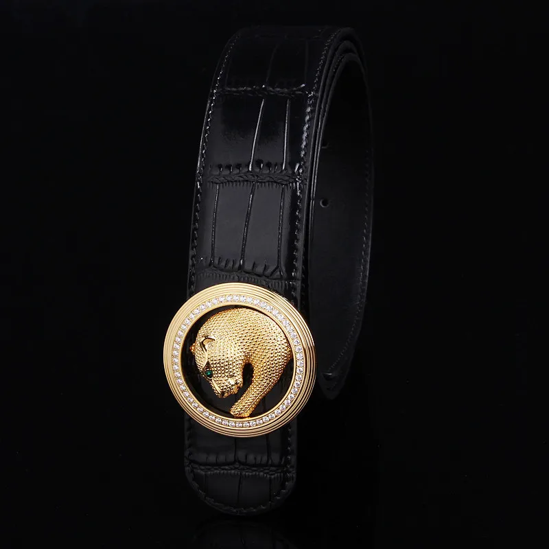 2021 New cheetah Men's Belt Authentic Top Cowskin Leather Buckle Belt Young and Middle-aged business leisure tide men's belt leather belt price