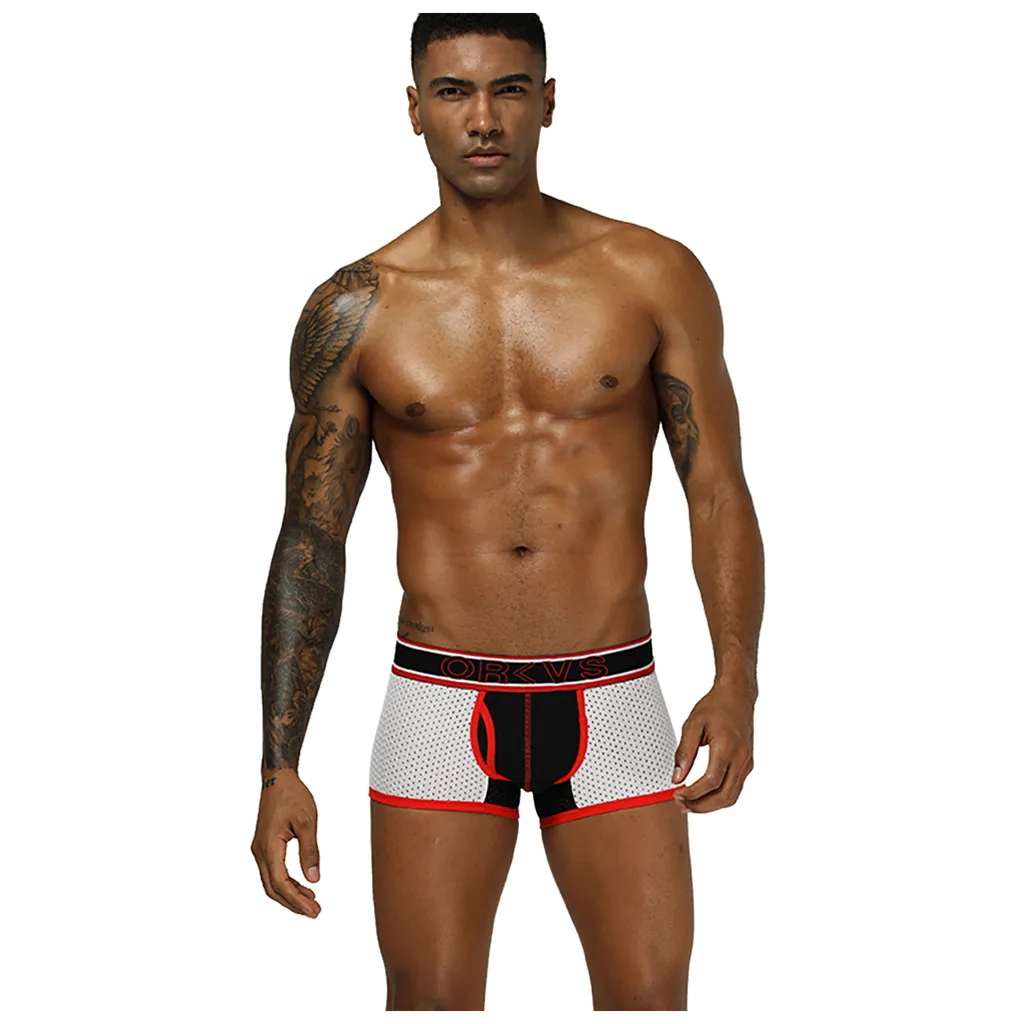 Боксеры мужские однотонные пикантное удобное нижнее белье дышащее короткие