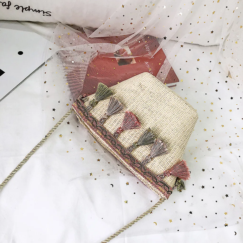 Aelicy 2019 Женская винтажная пляжная соломенная сумка в этническом стиле с лентой и