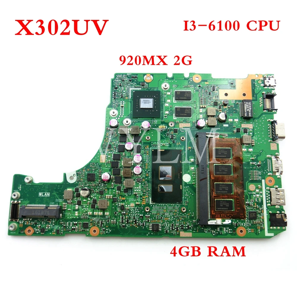 

X302UV motherboard I3-6100 CPU 4G RAM mainboard For ASUS X302U X302UV X302UA laptop motherboard 90NB0BM0-R00020 Tested Workin