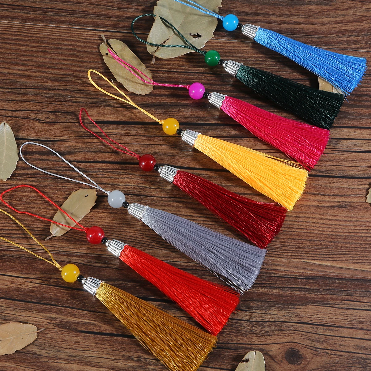 14 см 1 шт. Разноцветные Шелковые кисточки бахрома с бисером подвесные шторы для