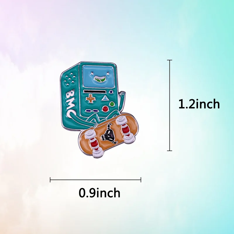 Gameboy Skating Enamel Pin Skateboard Brooch Green game cute gamers gift | Украшения и аксессуары