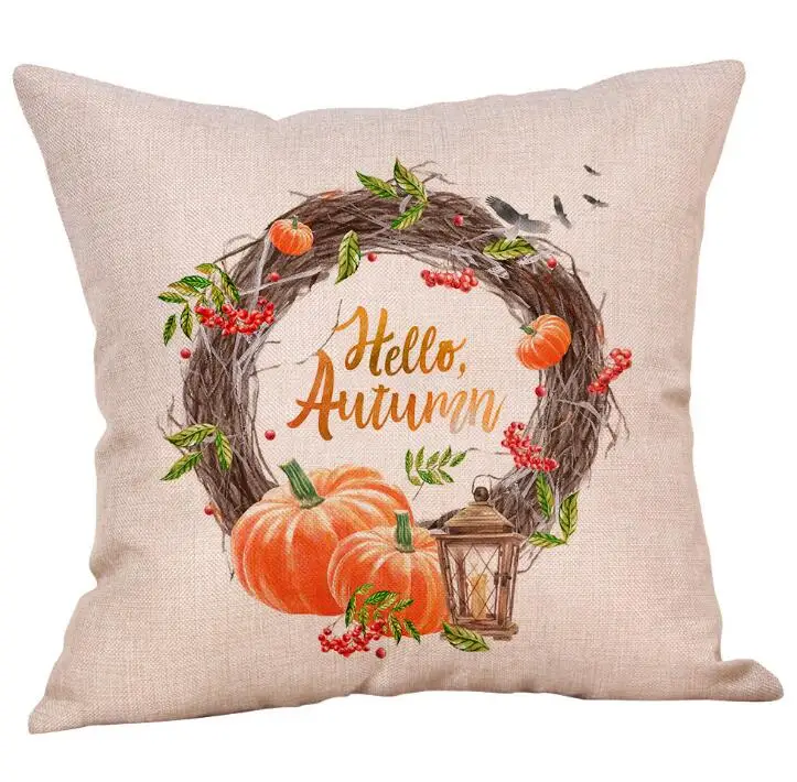 Подушка на Хэллоуин Чехлы Happy тыквы осени из хлопка и льна для подушек диван